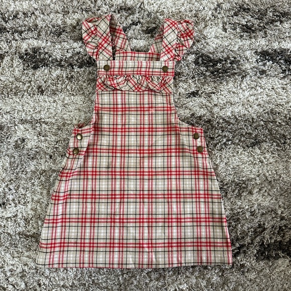 Max Studios Plaid Overall Dress - Picture 1 of 4